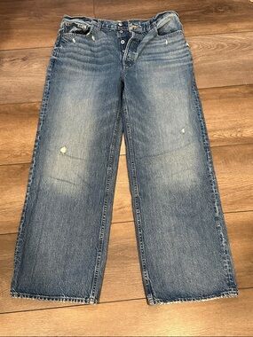 Madewell Blue Low-Slung Baggy Wide-Leg Jeans